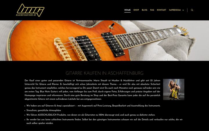 Zrzut ekranu bluenoteguitars.de