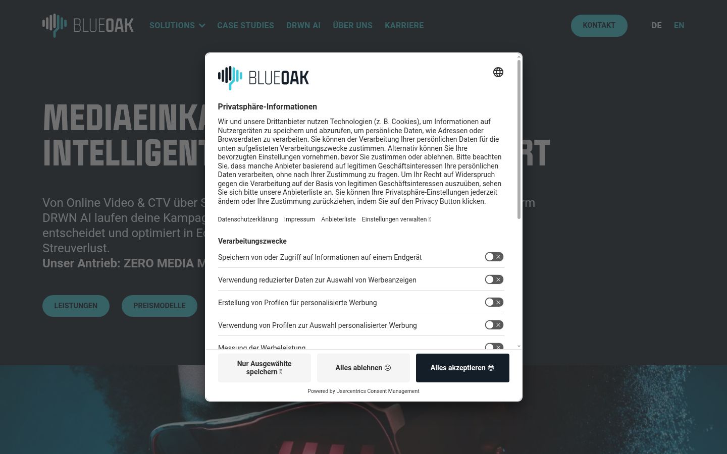 Snímek obrazovky baneru souhlasu zobrazeného před jakoukoli interakcí