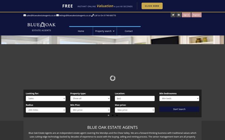 Ekrānuzņēmums no blueoakestateagents.co.uk