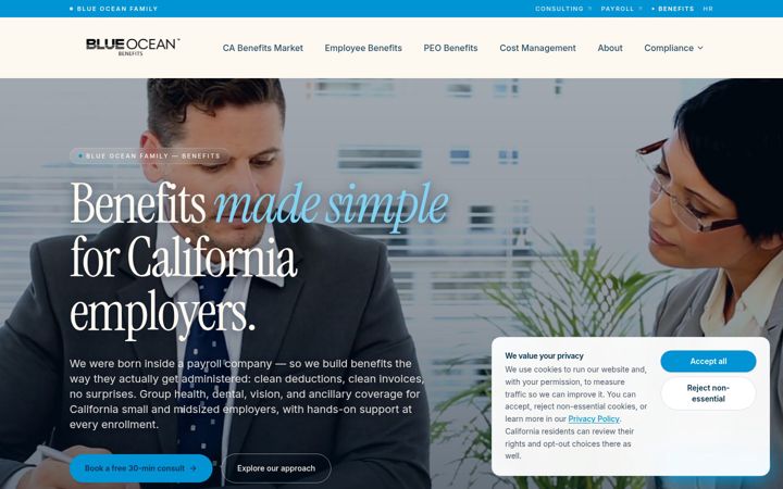 Screenshot of blueocean-benefits.com