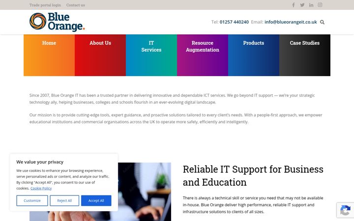 Screenshot of blueorangeit.co.uk