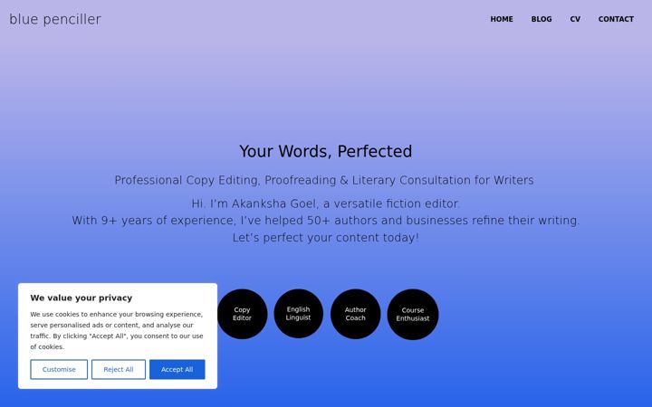 Screenshot of bluepenciller.com