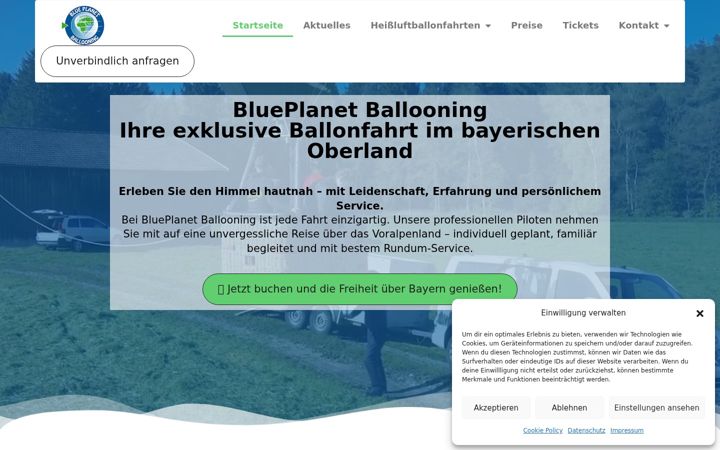 Zrzut ekranu blueplanet-ballooning.de