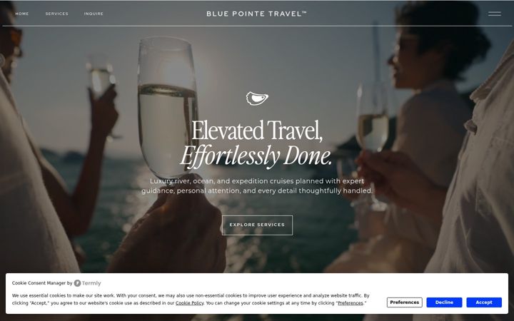 Screenshot of bluepointetravel.com