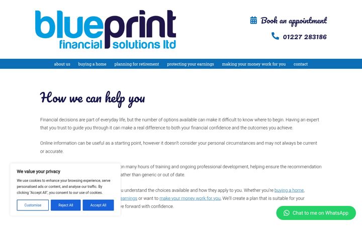 Screenshot of blueprintkent.co.uk