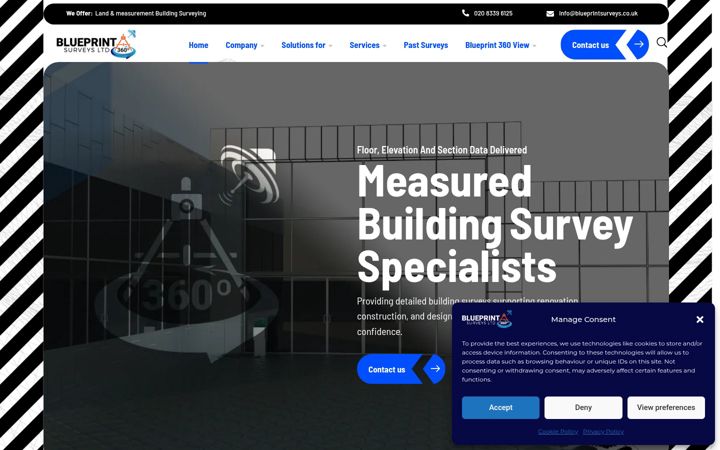Snimka zaslona za blueprintsurveys.net