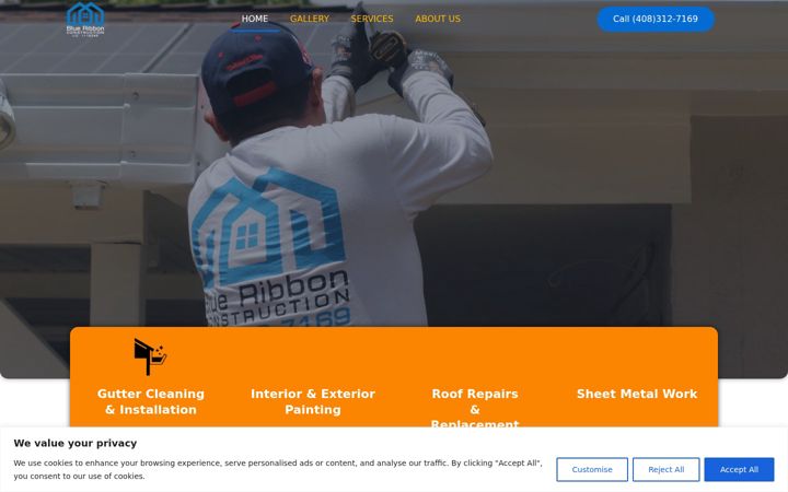 Screenshot of blueribbonconstructioninc.com