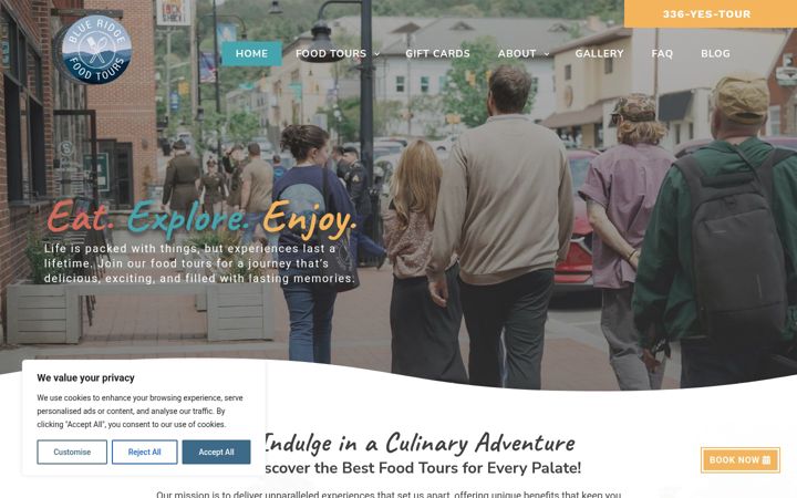 Zrzut ekranu blueridgefoodtours.com