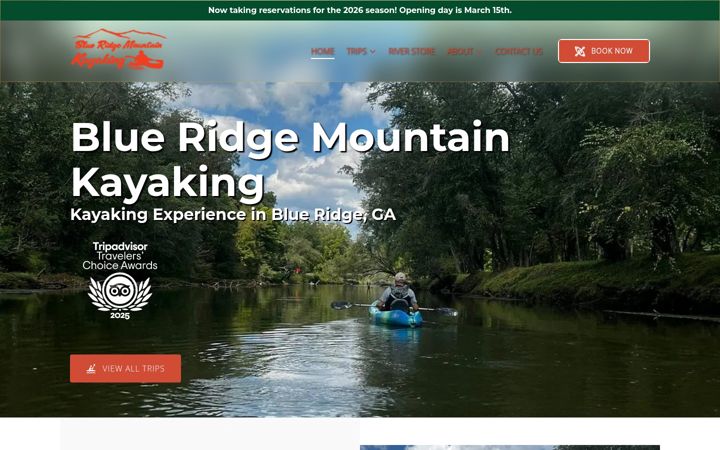 Screenshot of blueridgemountainkayaking.com