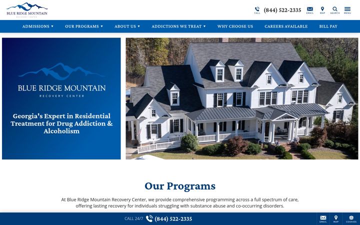 Zrzut ekranu blueridgemountainrecovery.com