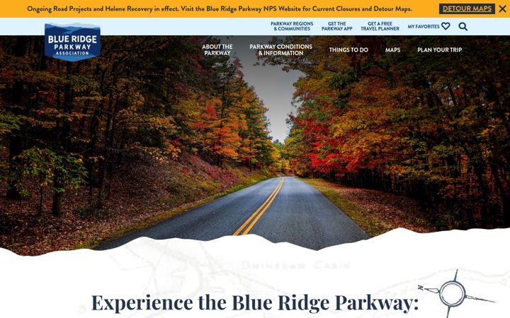 Screenshot of blueridgeparkway.org