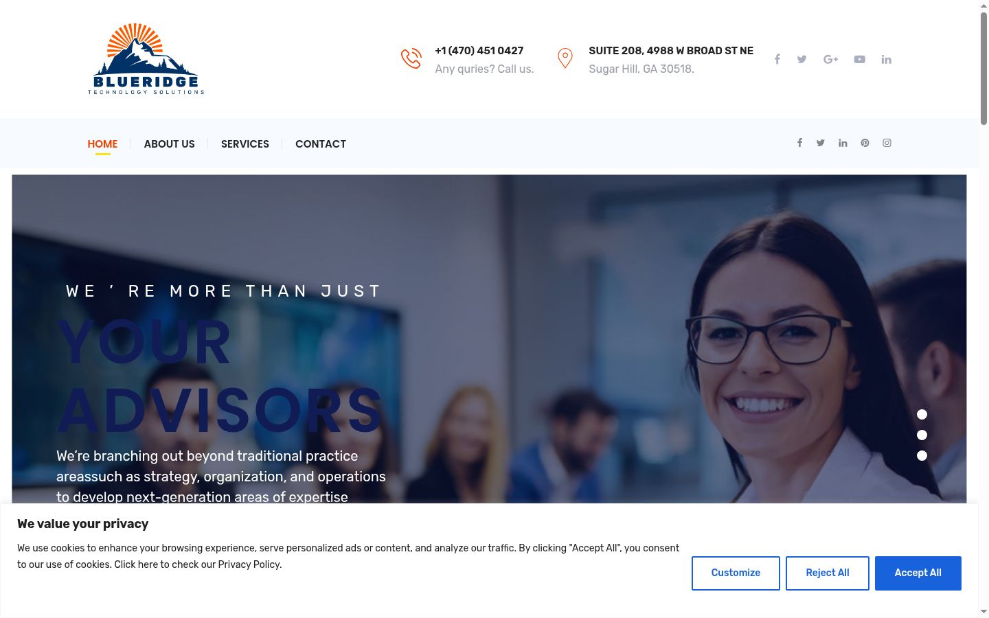 Screenshot of the consent banner shown before any interaction