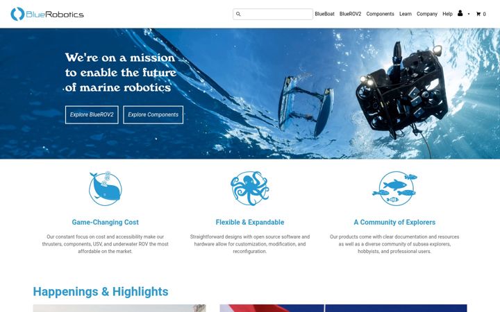 Screenshot of bluerobotics.com