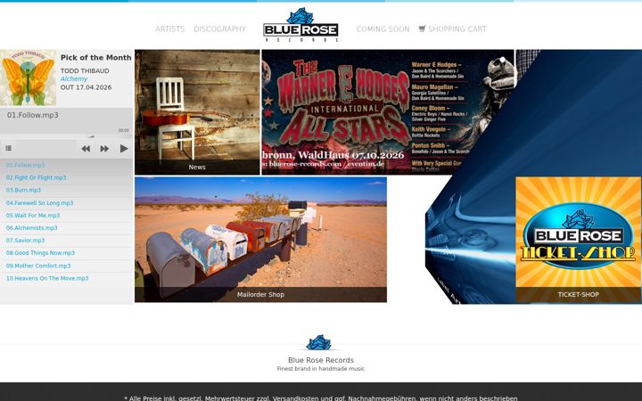 Screenshot of bluerose-records.com