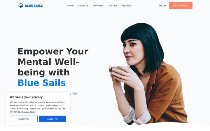 Screenshot of bluesailscounseling.com
