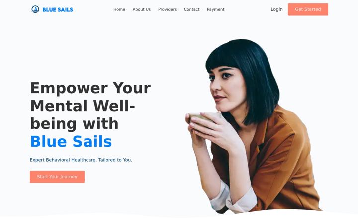 Screenshot of bluesailshealth.com