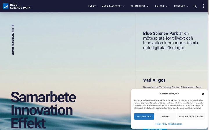 Ekraanipilt saidist bluesciencepark.se