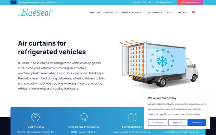 Screenshot of blueseal-aircurtains.com