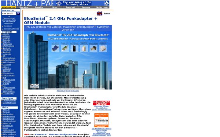 Screenshot of blueserial.at