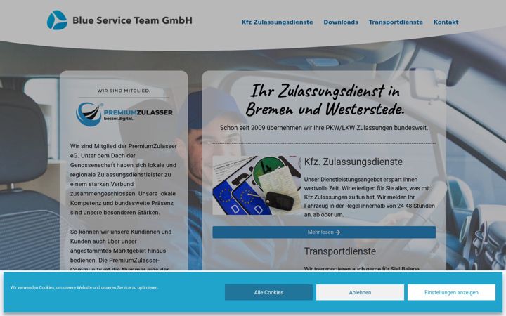 Skjámynd af blueserviceteam.de