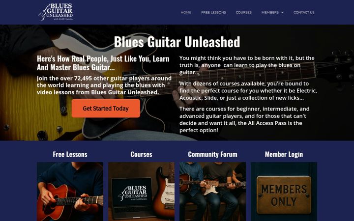 Captură de ecran a bluesguitarunleashed.com