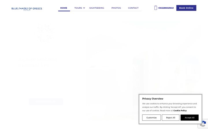 Screenshot of blueshadesofsantorini.com