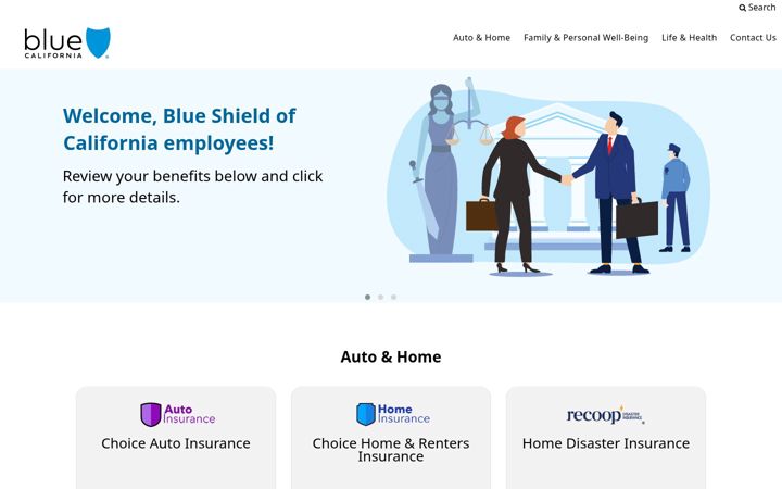 Captură de ecran a blueshieldcavoluntarybenefits.com