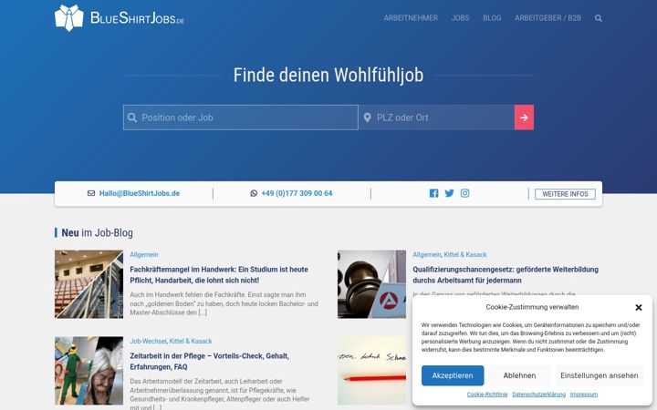 Screenshot of blueshirtjobs.de