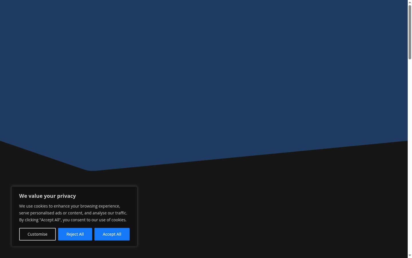 Skærmbillede af samtykkebanneret, som det blev vist før nogen interaktion