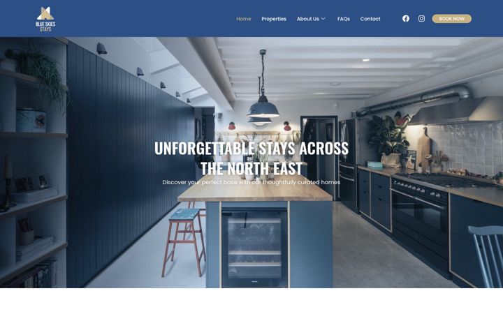Screenshot of blueskiesstays.co.uk