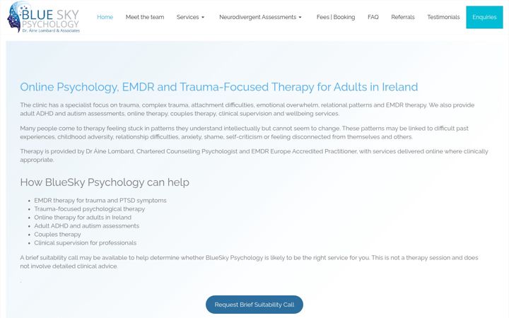 Screenshot of bluesky-psychology.ie
