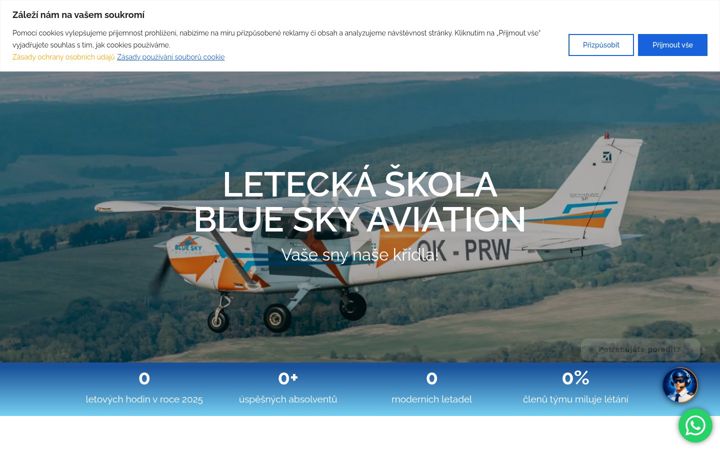 Ekraanipilt saidist blueskyaviation.cz