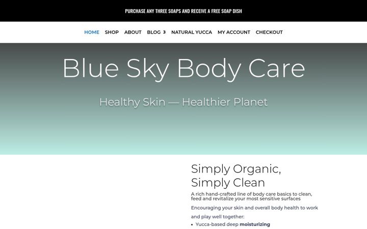 Ekraanipilt saidist blueskybodycare.com