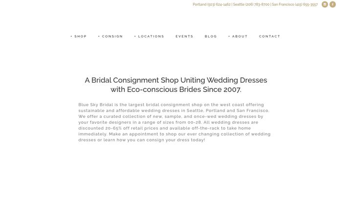Ekraanipilt saidist blueskybridal.com
