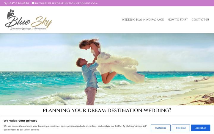 Ekraanipilt saidist blueskydestinationweddings.com