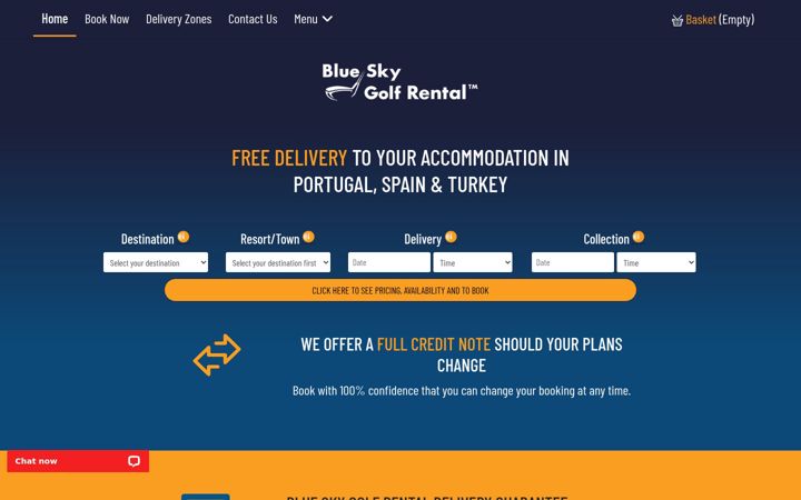 Screenshot of blueskygolfrental.com