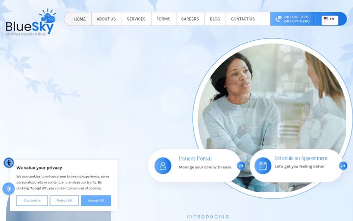 Screenshot di blueskymentalhealthclinic.com