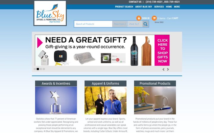 Screenshot of blueskypromotion.com