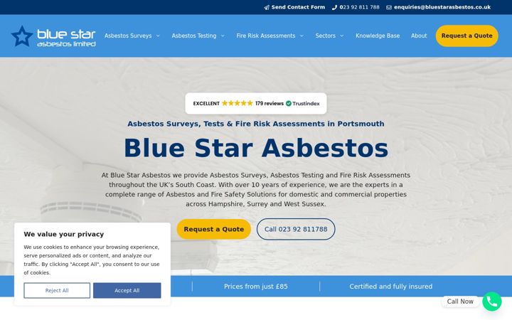 Screenshot of bluestarasbestos.co.uk