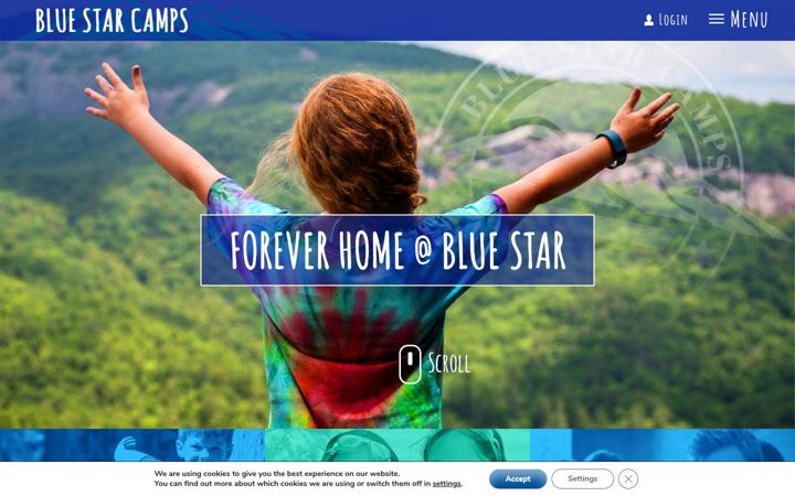 Skärmbild av bluestarcamps.com