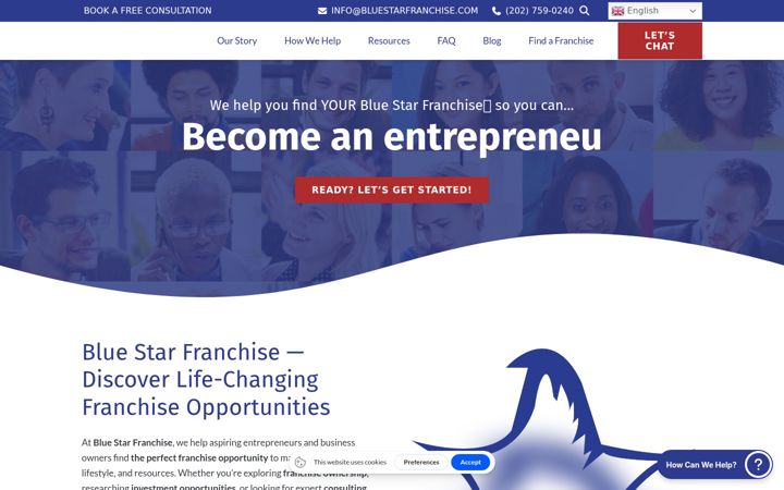Screenshot von bluestarfranchise.com