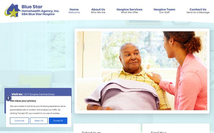 Skärmbild av bluestarhospice.com