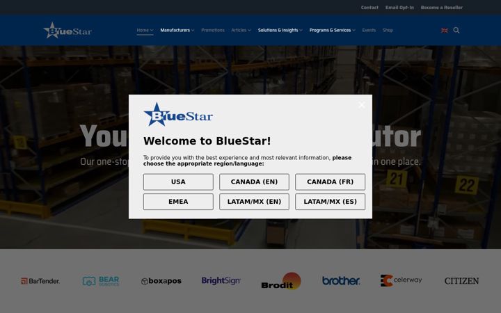 Screenshot von bluestarinc.com