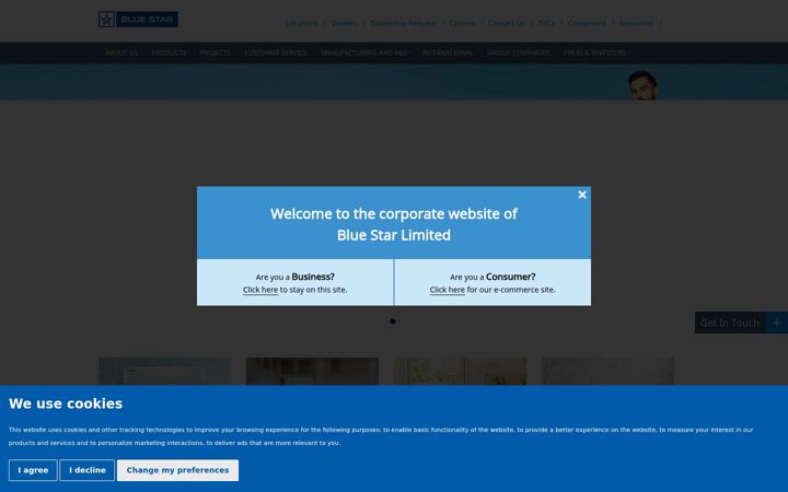 Screenshot of bluestarindia.com