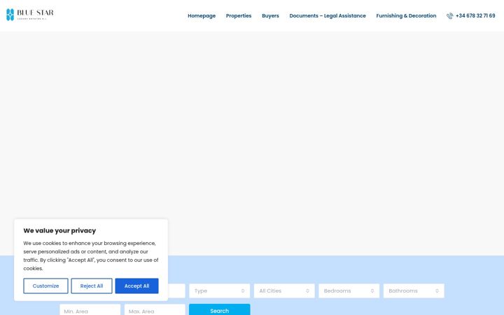 Screenshot of bluestarluxuryestates.com
