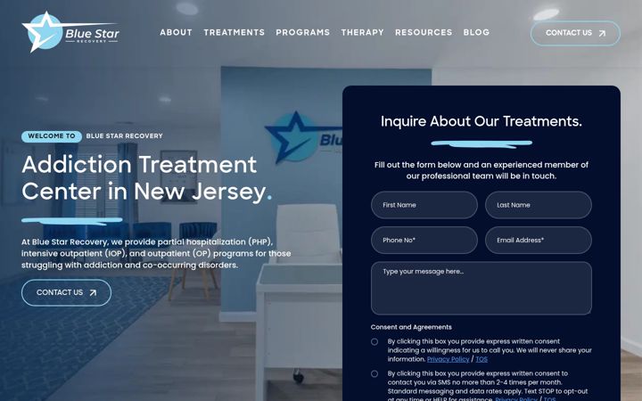 Screenshot of bluestarrecovery.com