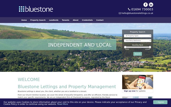 Screenshot of bluestonelettings.co.uk