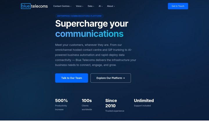 Screenshot of bluetelecoms.com