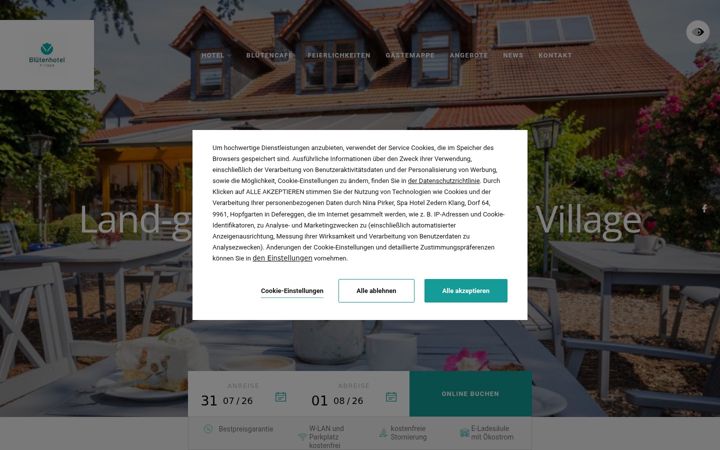Screenshot του bluetenhotel.de