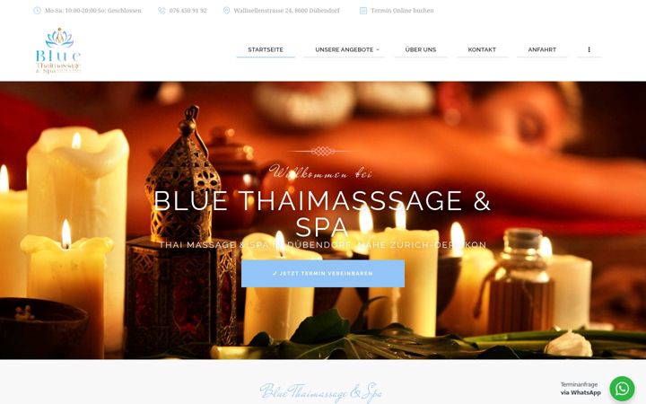 Screenshot of bluethaimassage.ch